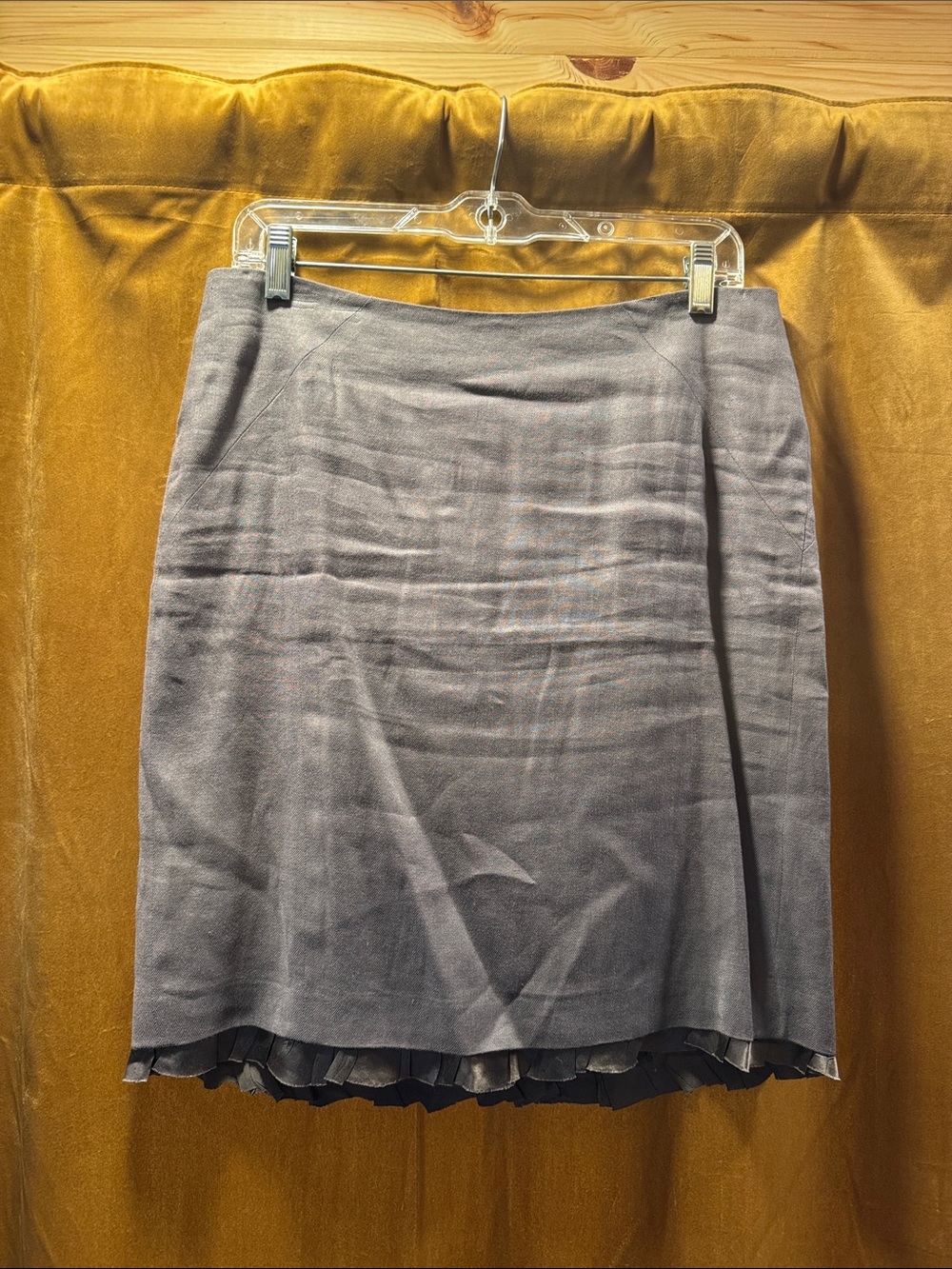 Rebecca Taylor Gray A-Line Skirt with Ruffled Hem
